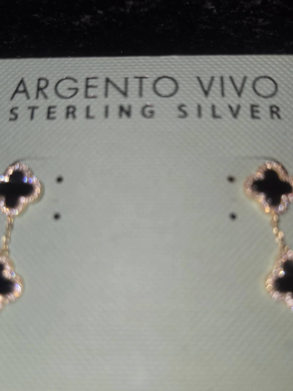 Argento Vivo Sterling Silver Black and Gold Double Clover Drop Earrings